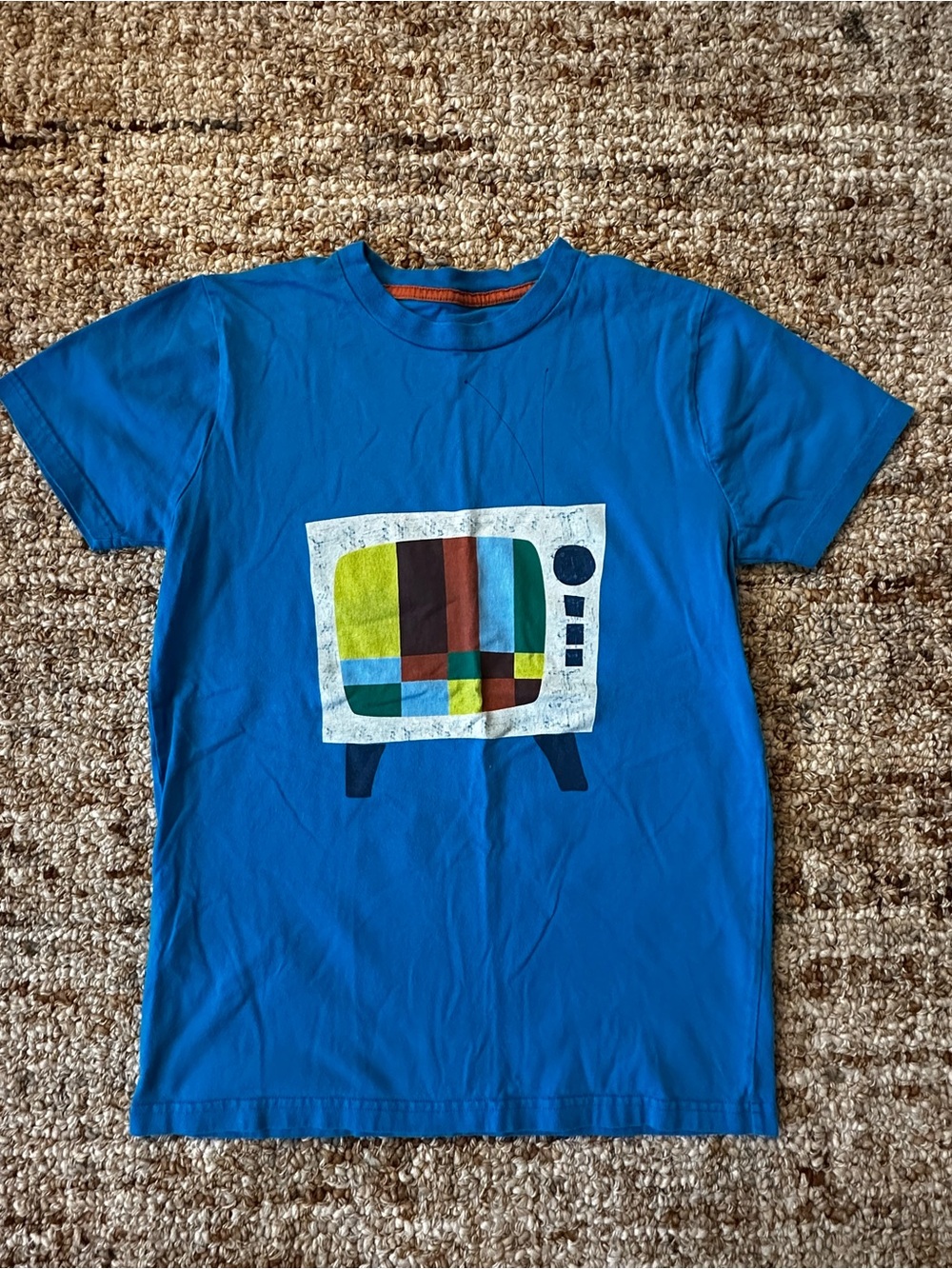 Bright Blue Kids Short-Sleeve Tee with Retro TV Graphic